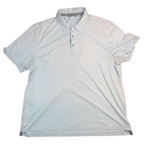 7 Diamonds Mens Light Blue Geometric Pattern Golf Polo Shirt XXL Short Sleeve